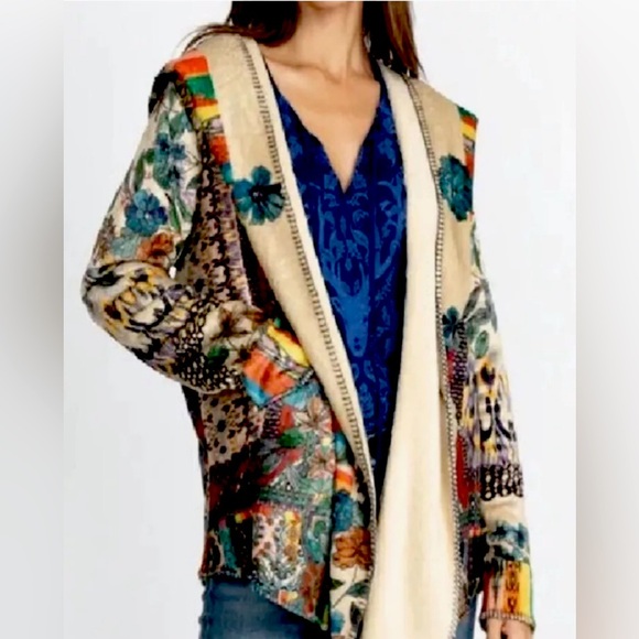 NWT Johnny Was Sherpa Hoodie Jacket Very Unique and Colorful Size XLarge - Picture 4 of 16